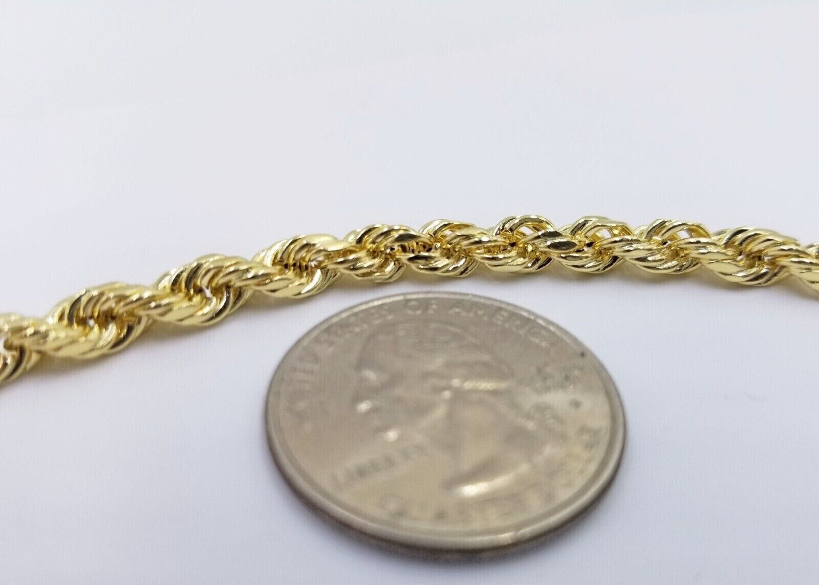 14k Gold Rope Chain & Nugget Texas map Charm pendant & 26 Inch Necklace Set Mens - GoldenlinQ